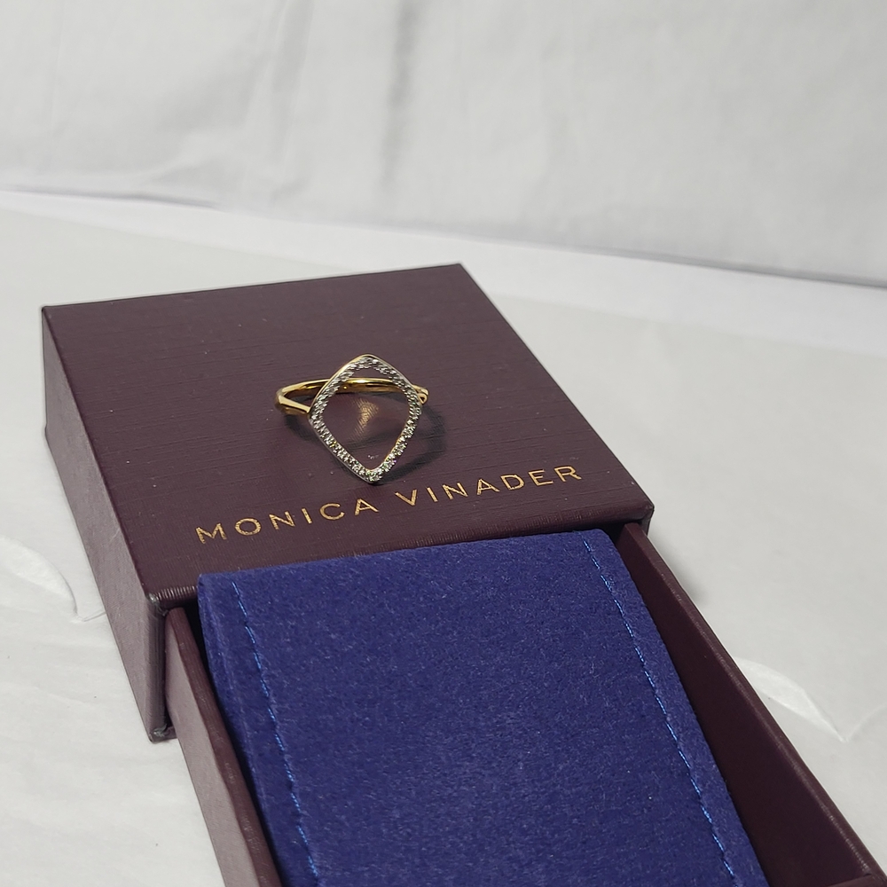 Monica Vinader Gold and Silver Riva Kite Diamond Ring.  # 300 - Picture 7 of 14